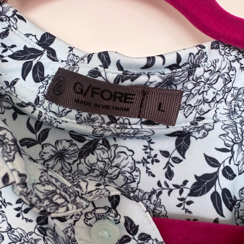 G/FORE Light Blue Floral Print Short Sleeve Polo - Picture 2 of 4